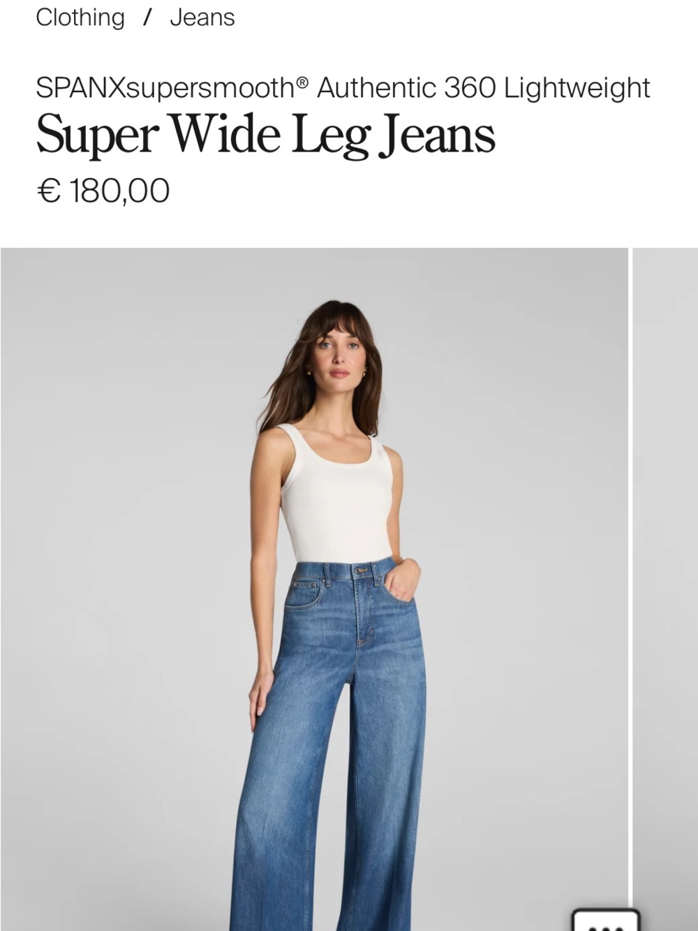 SPANX Super Wide Leg Jeans in Classic Blue Wash,XS, NWT, $170